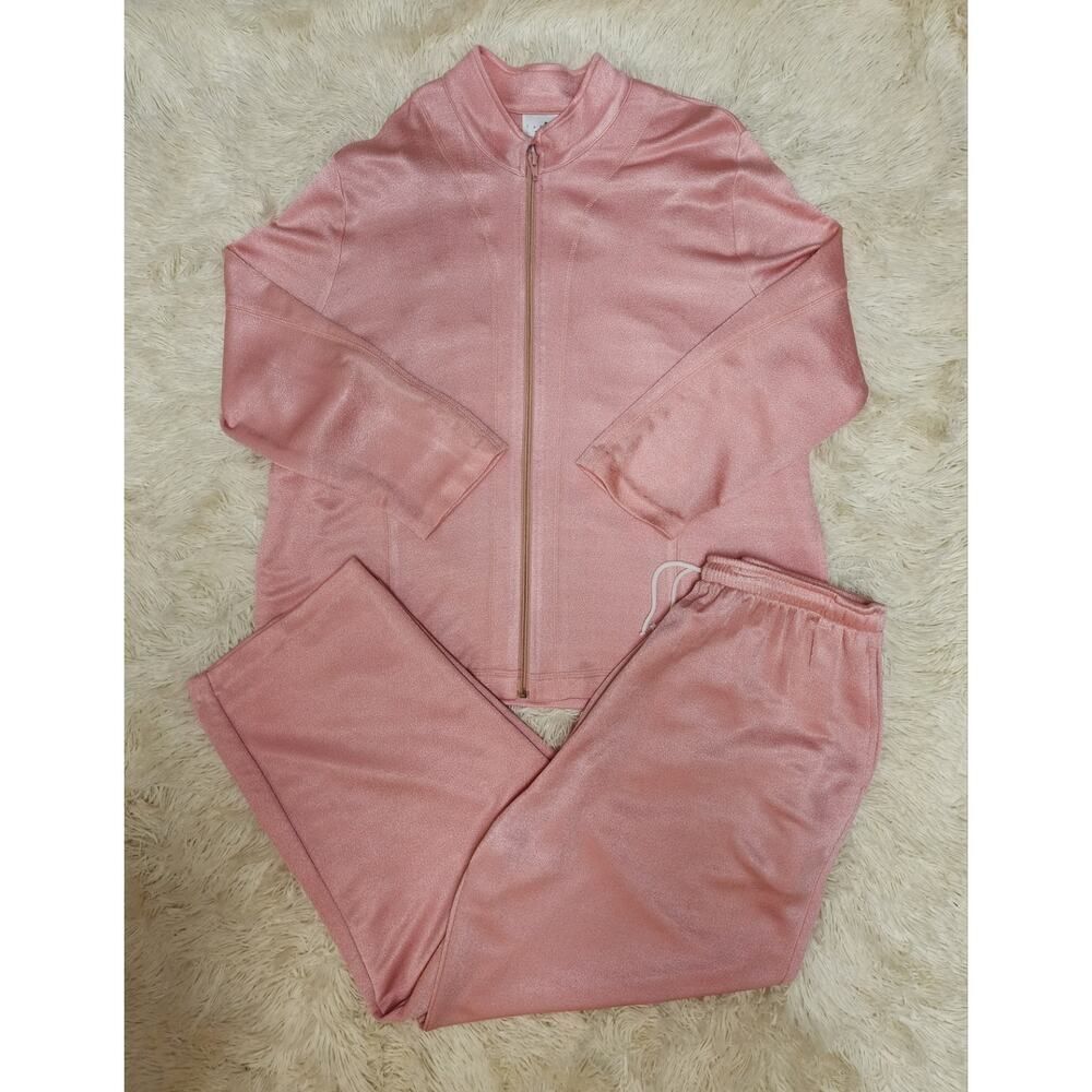 Caribe Vintage Metallic Pink 3 Piece Size XL Set Pants, Tank Top, Jacket